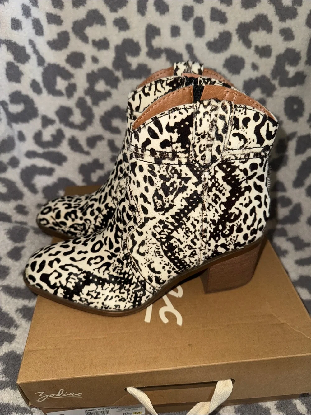Zodiac Leopard Print Hair On Hide Ankle Boots- Women’s 8.5